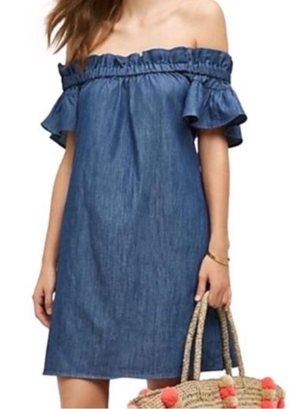 Anthropologie Corey Lynn Calter Chambray Off Shoulder Mini Dress XSP
